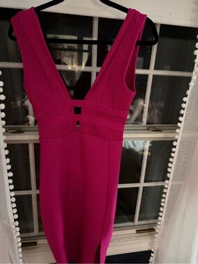 Fuchsia V-Neck Bodycon Dress - NWT